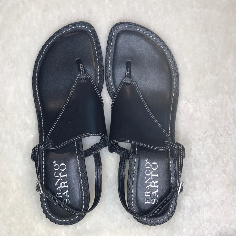 Franco Sarto Black Leather Sandals Sz 9